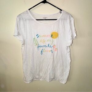 LOFT White Tee with Colorful Summer Graphic